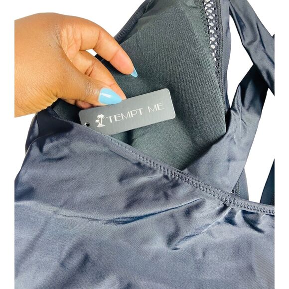 Temp Me Black Swimsuit-one-piece Crossback Size 24W Deep V Neck for Women's - Picture 6 of 9